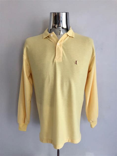 yves saint laurent yellow long sleeve polo shirt|ysl men's short sleeve shirt.